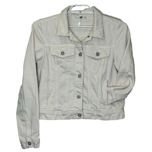Free People Jean Jacket Size Medium Off White Denim Button Front Long Sleeve